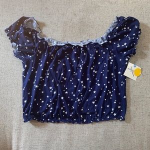 Navy blue crop top with white stars